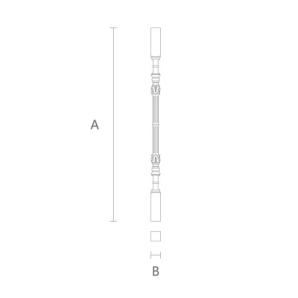 Балясина для лестницы L-045 - тонкая и изящная форма балясины из дерева чертеж