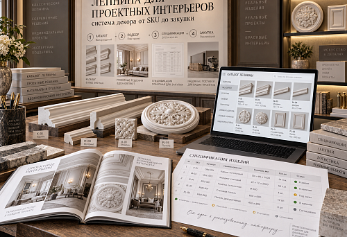 Лепнина для проектных интерьеров: система декора от SKU до закупки