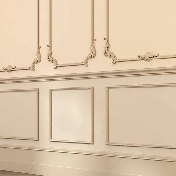 Декоративный элемент угловой MLD-4U-2.1L из дуба или бука — левый резной уголок для молдинга MLD-004 под эмаль