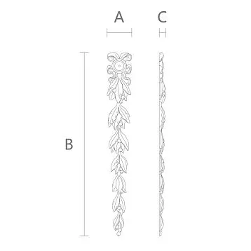 Лепной декор NPU-498 из полиуретана — вертикальная декоративная накладка с растительным орнаментом