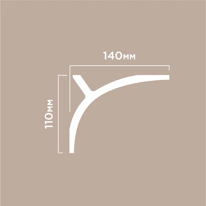 Карниз A178 ПОЛИСТИРОЛ HI WOOD 110мм х 140мм х 2,0м. чертеж