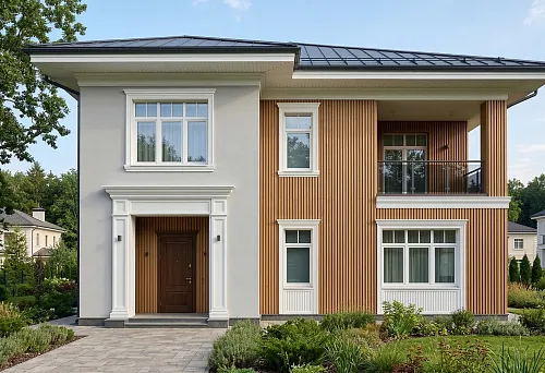 Реечная панель на фасаде и декор фасада из полиуретана: как выстроить внешний облик дома без конфликтующих решений