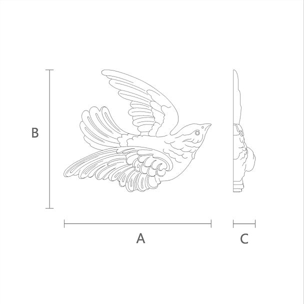 Резная накладка N-476L в форме птицы чертеж