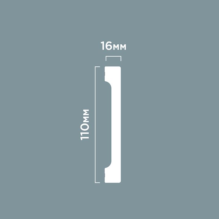 Плинтус B110V1 ПОЛИСТИРОЛ HI WOOD 110мм х 16мм х 2,0м чертеж