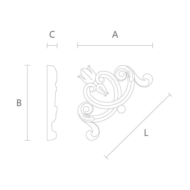 Накладка N-396 из дерева, резная - красивый и изысканный декор для интерьера чертеж