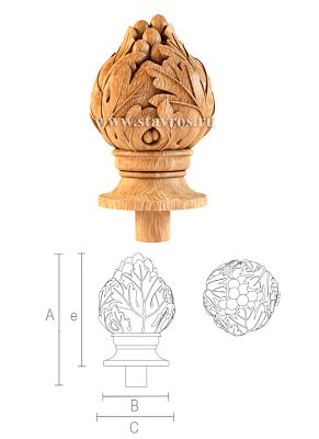 Навершие из дерева L-082 — яркий элемент виноградной коллекции  Деревянный декор для дома в виде лозы в листьях выполнен с высокой степенью детализации рисунка