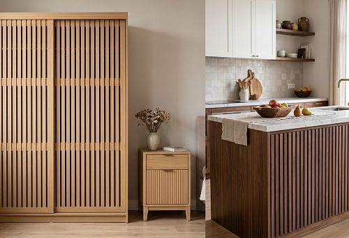 Реечные панели для мебельных фасадов: как выбрать решение для шкафа, тумбы и кухонного острова