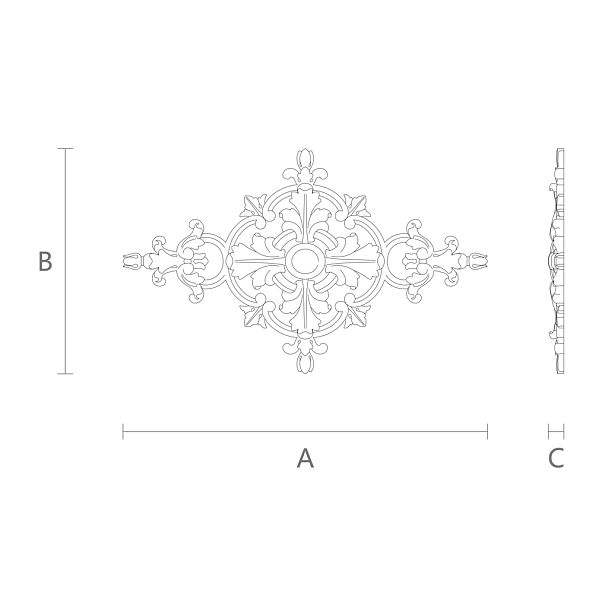 Декор для мебели, стен или потолка с резной накладкой N-154 чертеж
