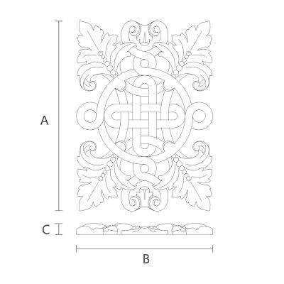 Резная деревянная накладка N-338 для декора интерьера чертеж
