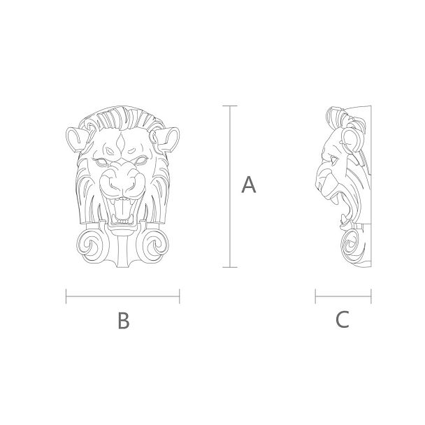 Резной маскарон льва как элемент античной архитектуры чертеж