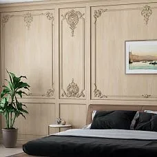 Резная накладка MLD-3U-1 интерьерное фото с деревянным декором