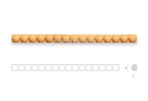 Декоративное обрамление уголком из натурального дерева с полукруглым узором