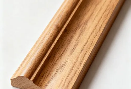 Багетный деревянный погонаж натурального цвета на светлом фоне