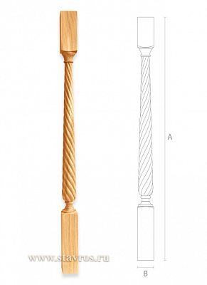 Модель L-038 – это лаконичная резная балясина плавной формы, необычность которой придает витой узор 

Эта деревянная балясина особенно хорошо гармонирует с резными столбами L-076, выполненными в таком же стиле