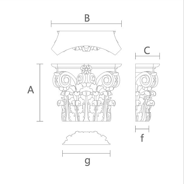 Капитель KL-003 Как Элемент Классического Декора чертеж