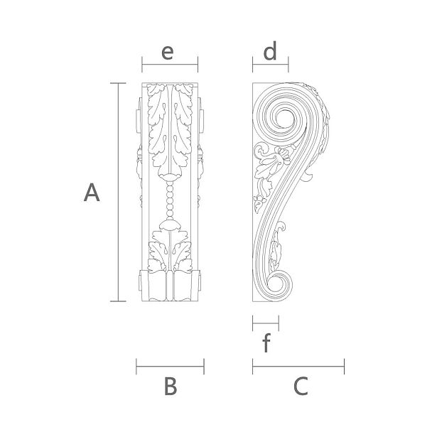Эксклюзивный декоративный кронштейн KR-018 чертеж