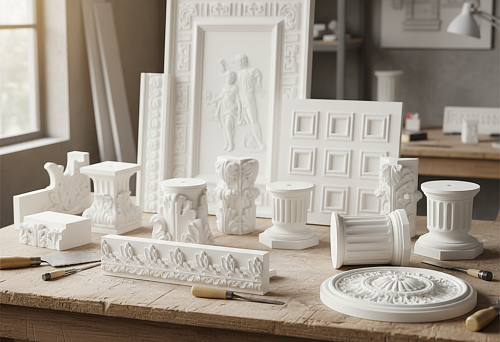 Классические полиуретановые детали — карнизы, колонны, розетки и панели