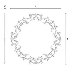 Розетка-декор CPU-068 из полиуретана для лепнины на стенах и стилизованного оформления потолков чертеж