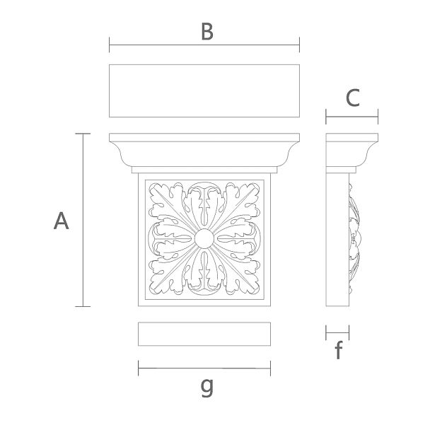 Декоративная Капитель из Дуба KL-032 чертеж