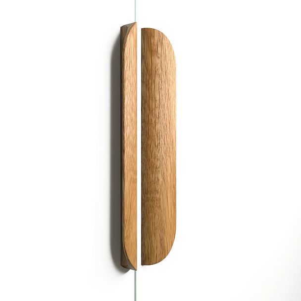 Деревянная ручка накладная Wave HL-006 из дуба или бука  на белом фоне