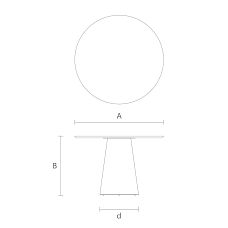 Схема размеров стола Camelot 002-015 — круглый стол с центральным основанием