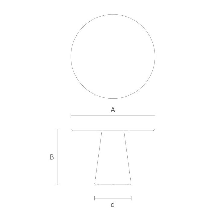 Схема размеров стола Camelot 002-015 — круглый стол с центральным основанием