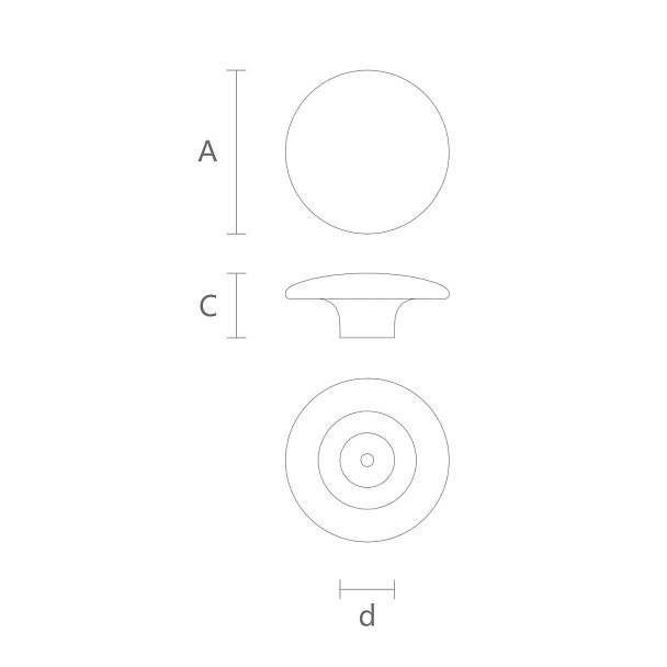 Чертеж ручки мебельной Button HL-036