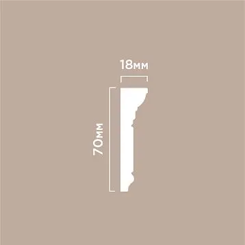 Карниз потолочный полистирол HI WOOD M1702 белый 70 на 18 мм узкого профиля от южнокорейского производителя