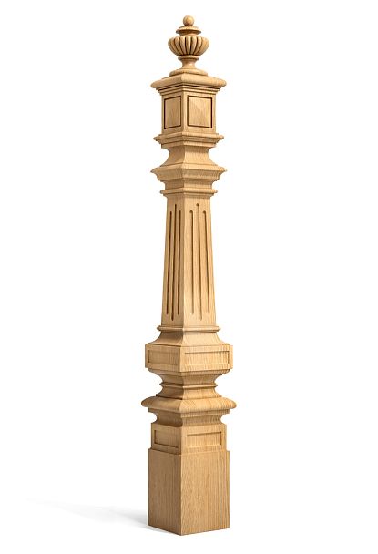 Деревянный столб классической формы для лестницы