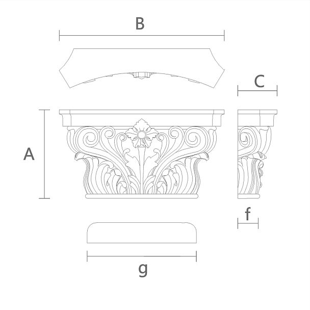 Капитель KL-022 для Декора Колонн чертеж