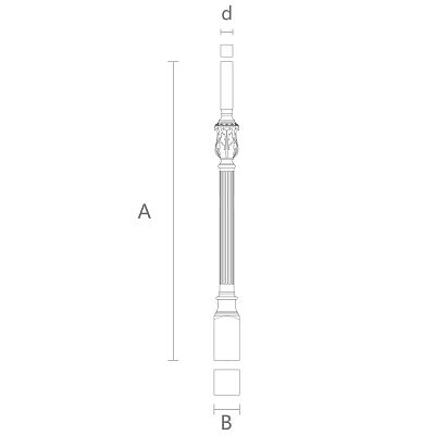 Балясина для лестницы L-039.1 из дерева - подходит для любого стиля интерьера чертеж
