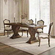 Резная мебельная ножка MN-244 высотой 740 мм из массива бука с барочным орнаментом и волютами для консольных столов