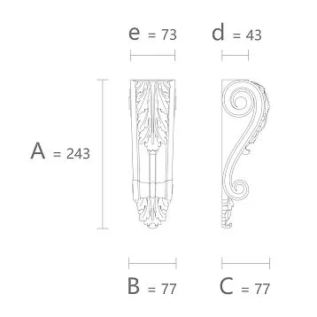 Лепной кронштейн декоративный купить на стены, консоль KRPU-010 из полиуретана