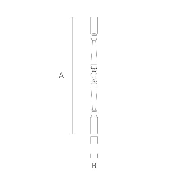 Балясина из дерева L-026 с резьбой чертёж