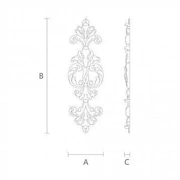 Резная накладка N-020 из дерева в виде цветка с изогнутыми лепестками