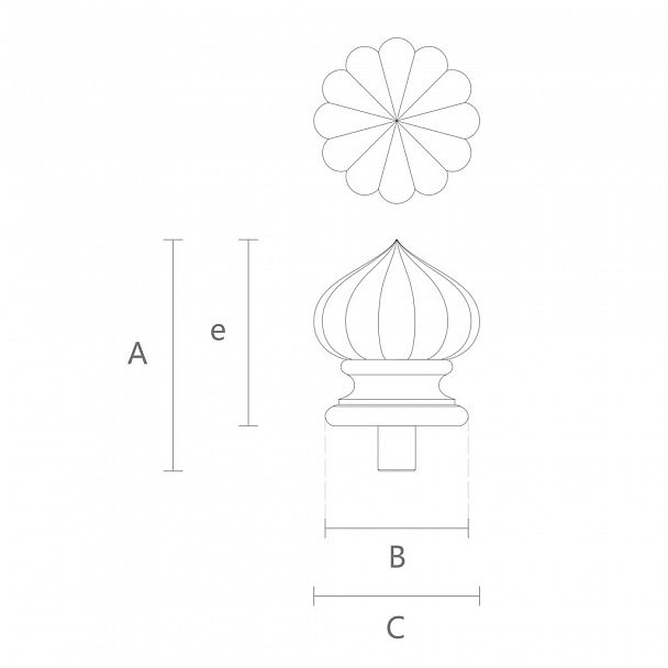 Конусообразное навершие на столб L-090 из дерева с резьбой чертеж