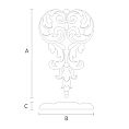 Резная деревянная накладка N-372 с цветком для украшения мебели чертеж