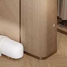 Гибкая реечная панель PAN‑001 с полукруглыми рейками для зонирования комнаты