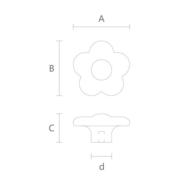 Мебельная ручка из массива Flower HL-043 чертеж