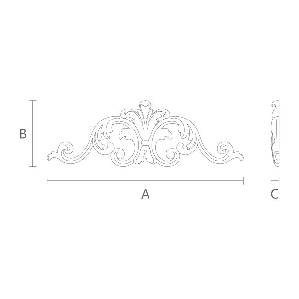 Декоративная накладка из дерева N-205 с барочным орнаментом чертеж