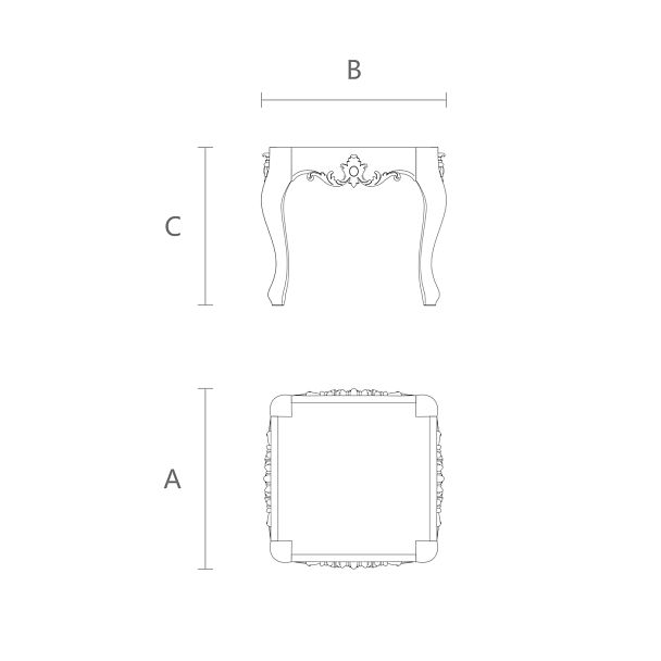 Чертеж резной каркас табурета TBR-001 из массива дуба или бука