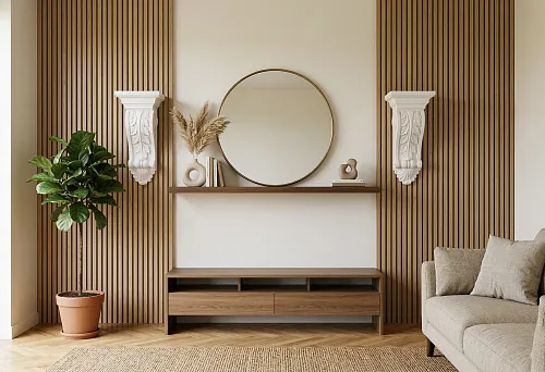 Реечные панели и кронштейны из полиуретана: как добавить интерьеру архитектурную опору и не перегрузить композицию