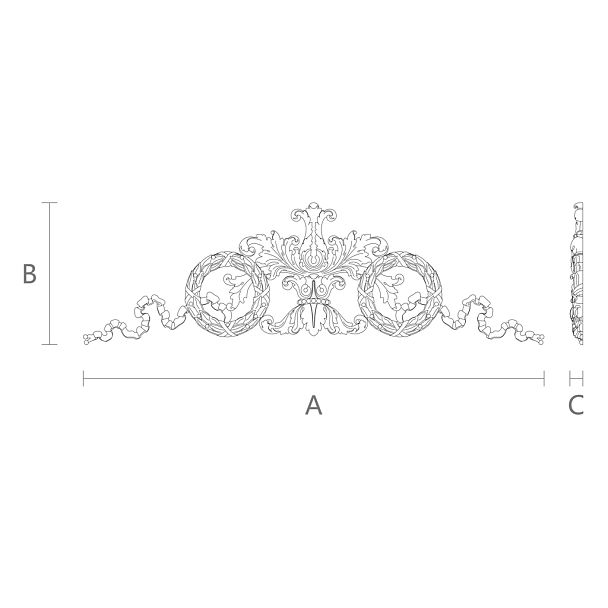 Центральная накладка N-183 с изысканным резным узором чертеж