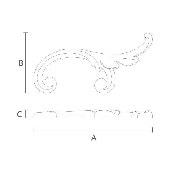 Роскошный деревянный декор N-291R с резным орнаментом чертеж