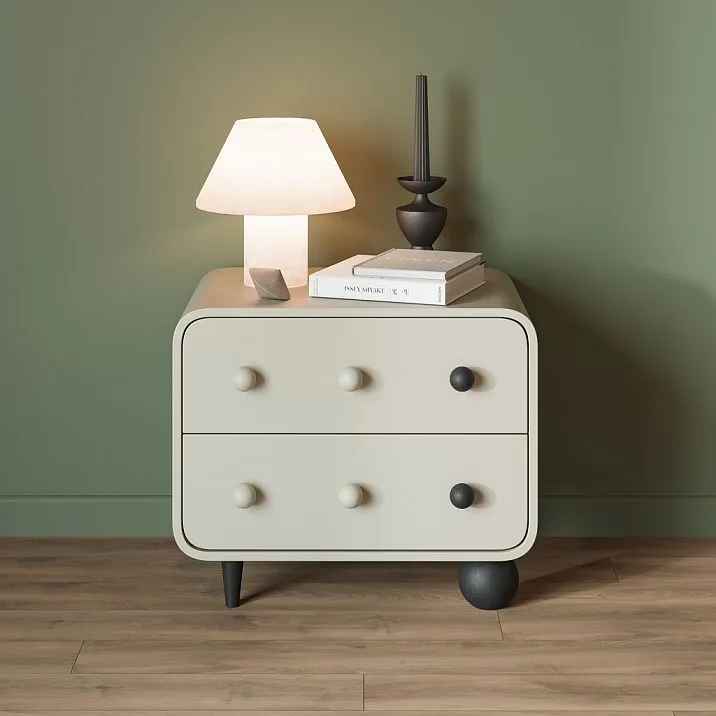 Точеная мебельная ножка MN-145 с круглой ножкой MN-220 для тумбы в интерьере