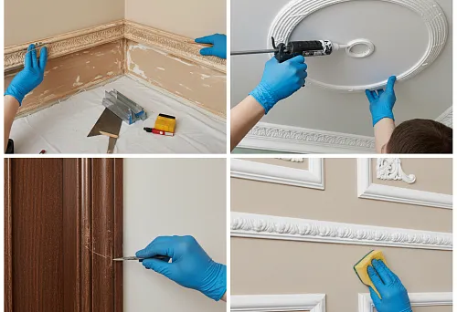 Процесс профессиональной реставрации деревянных плинтусов и полиуретановой лепнины