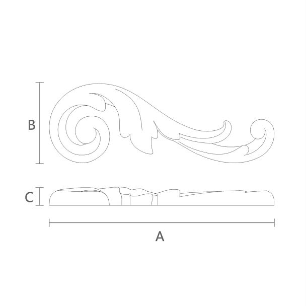 1 - Резная накладка N-270 (A=432 B=85 C=13 мм) - 1sht
N-160 750x125x24 