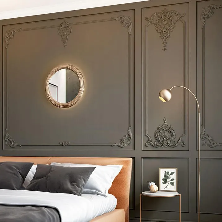 Декоративный элемент MLD-3-1.1 в классическом оформлении стены с молдингами