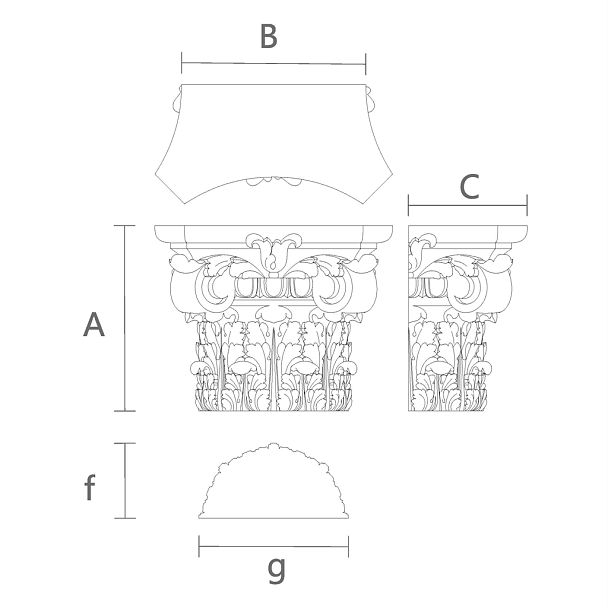 Резная Капитель KL-041 в Оформлении Двери чертеж