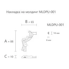 Лепнина из полиуретана MLDPU-1U-2.1L. Декор для молдингов. Изображение 69941f8555edd